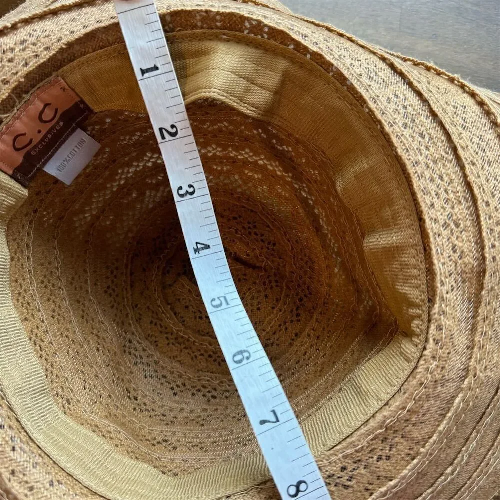 C.C Exclusives Beige Straw Sun Hat Wide Brim Braided Women's One Size